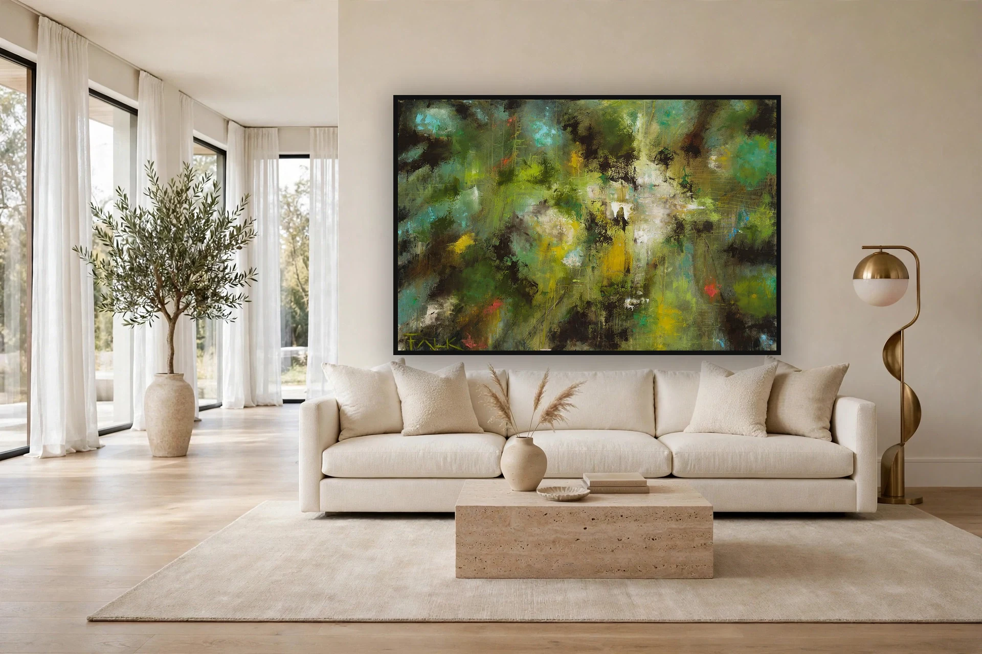 Looking Up by Charlene Falk &mdash; framed print hanging in a living room