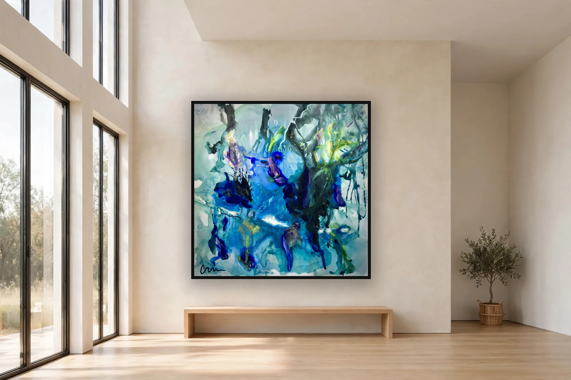 Monsoon framed print in a dining room