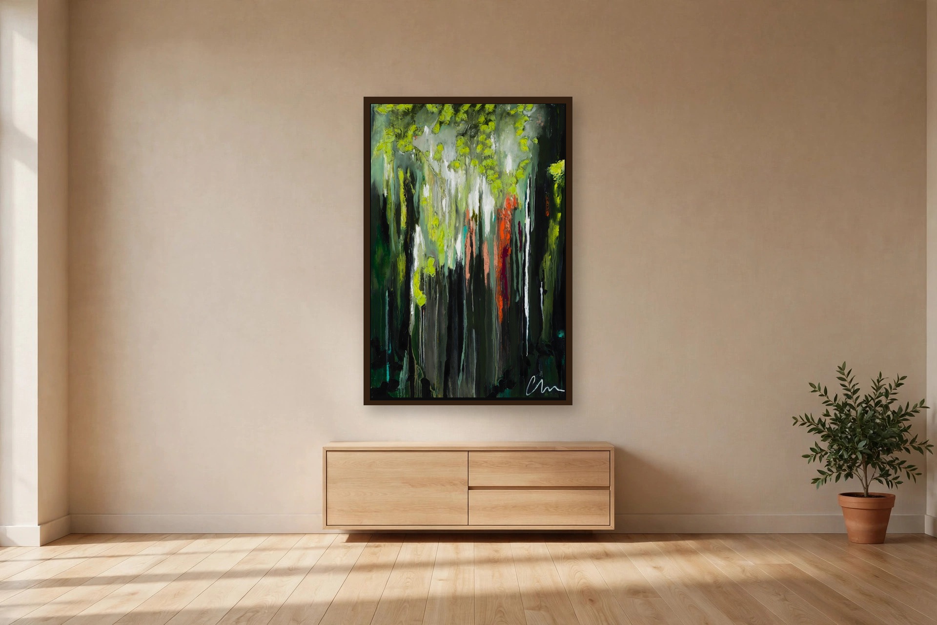 A Place You Cannot See, No. 2 by Charlene Falk — canvas print in a living room