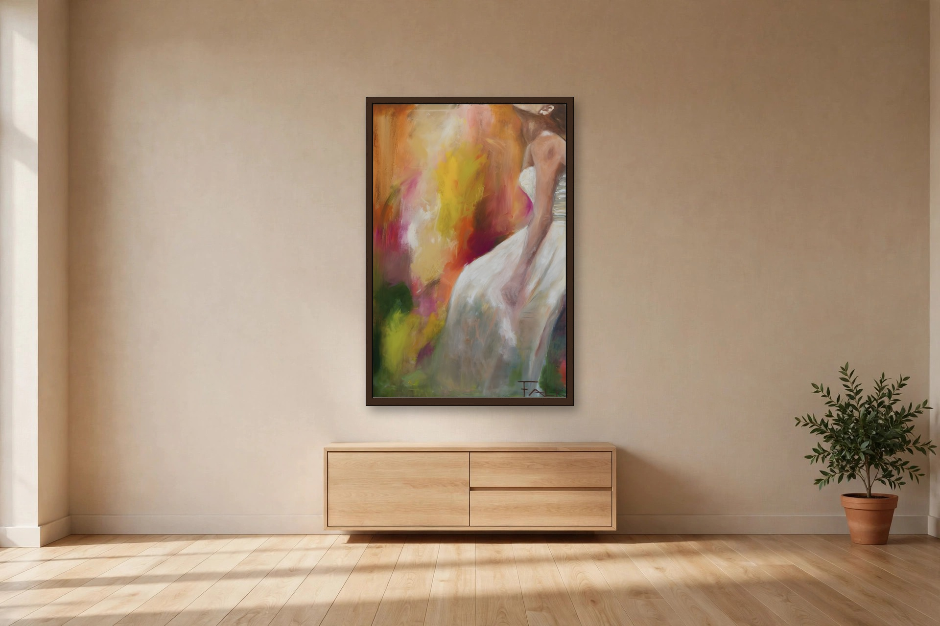Surrender by Charlene Falk — canvas print in a living room