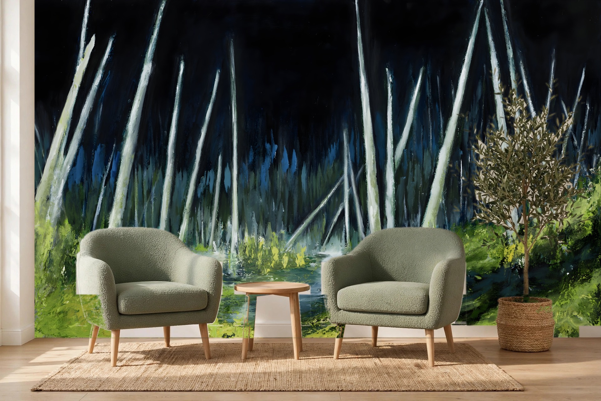 The Pines as a custom wallpaper mural by Charlene Falk