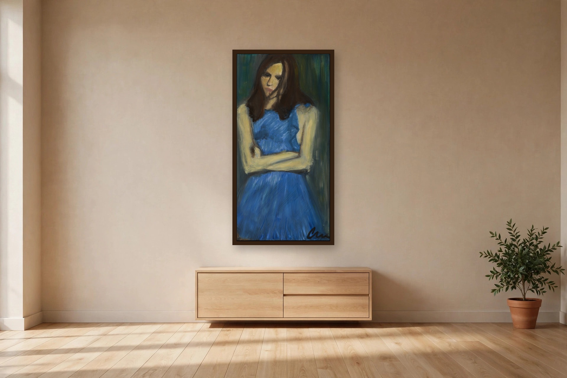 Blue by Charlene Falk — canvas print in a living room