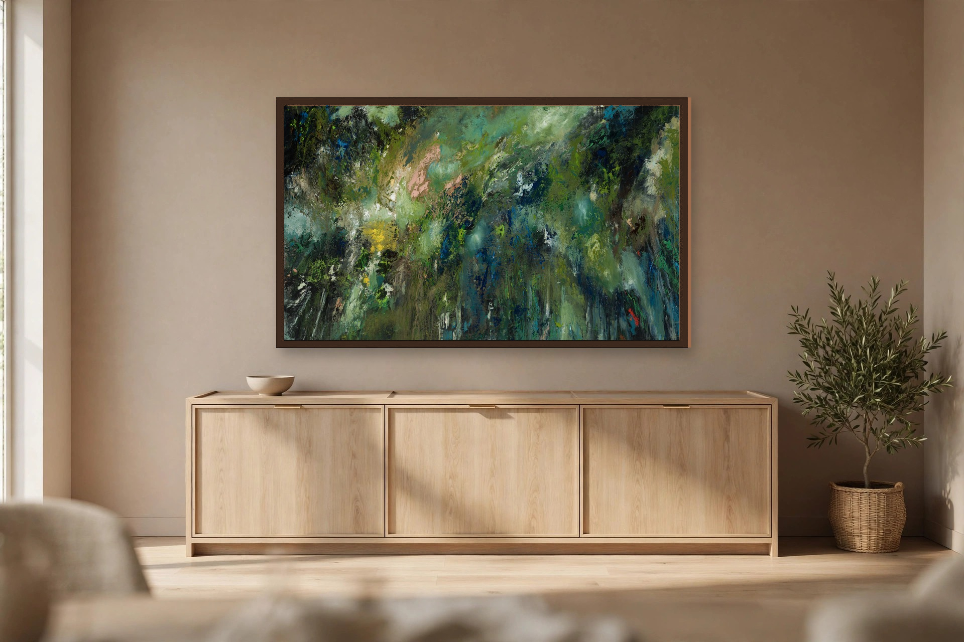 A Place You Cannot See, No. 3 by Charlene Falk — canvas print in a living room