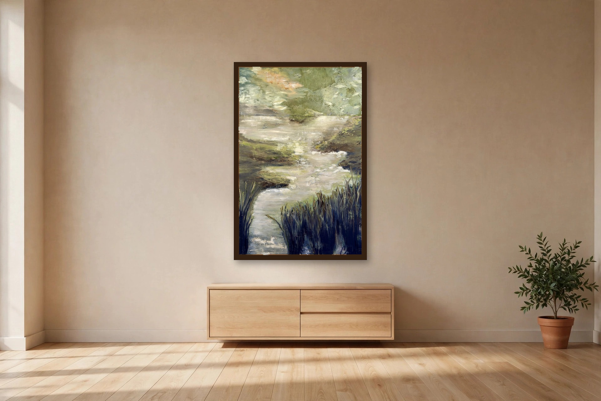 River Mist by Charlene Falk — canvas print in a living room