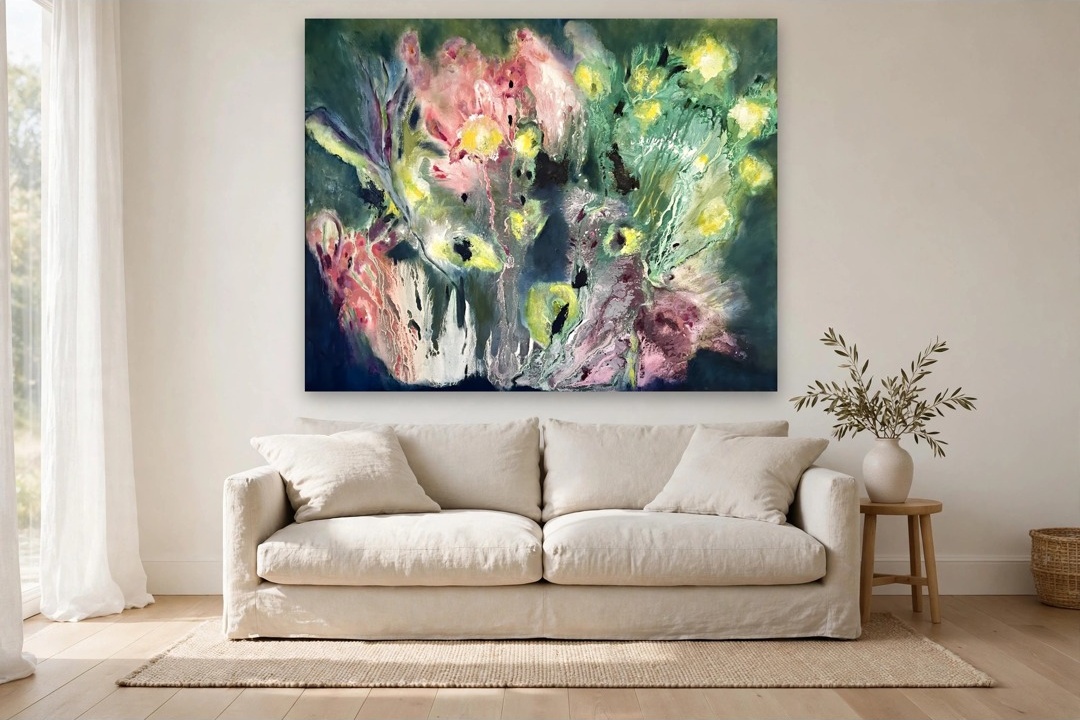 A Moment in Time, No. 2 by Charlene Falk — canvas print in a living room