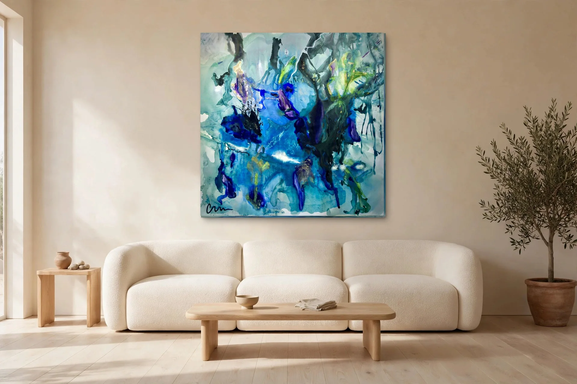 Monsoon by Charlene Falk — canvas print in a living room