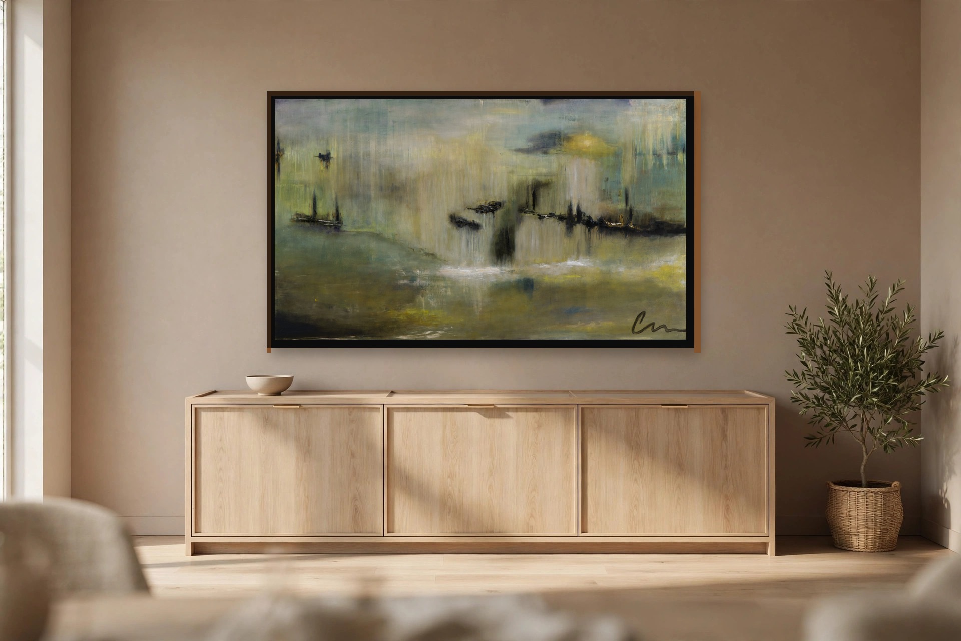 Water's Edge by Charlene Falk — canvas print in a living room