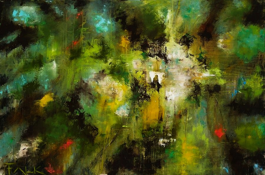 Looking Up — abstract forest painting by Charlene Falk