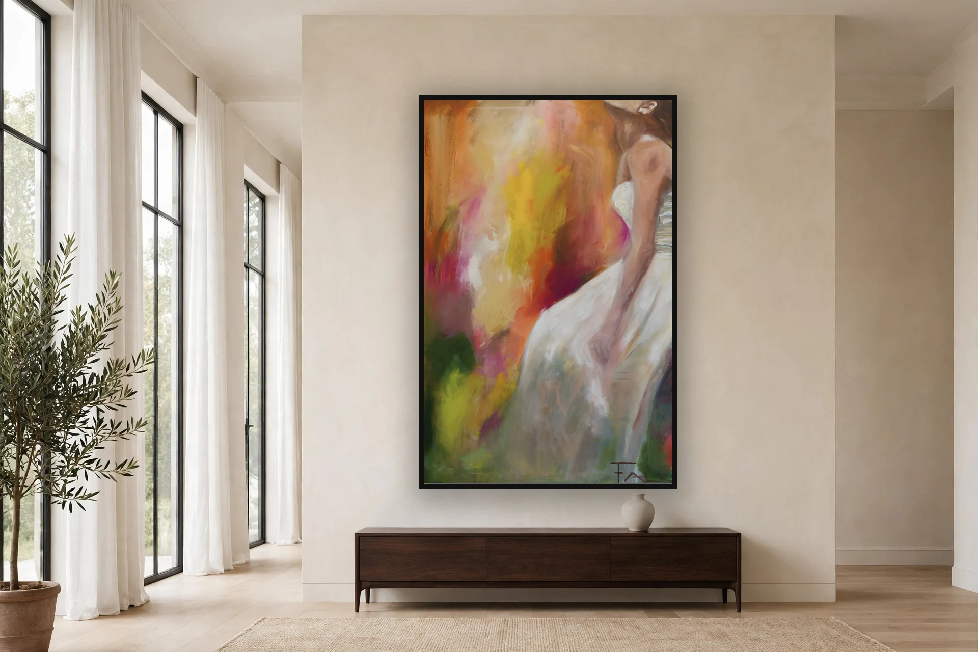 Walk the Line by Charlene Falk &mdash; framed print hanging in a living room