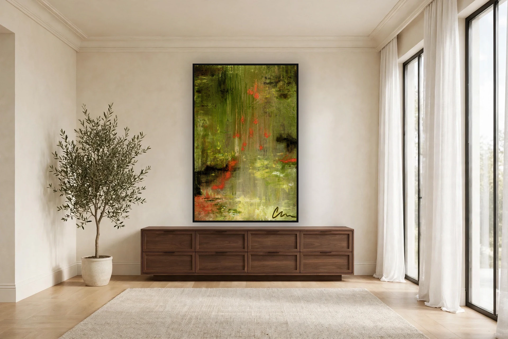 Where We Walk by Charlene Falk &mdash; framed print hanging in a living room