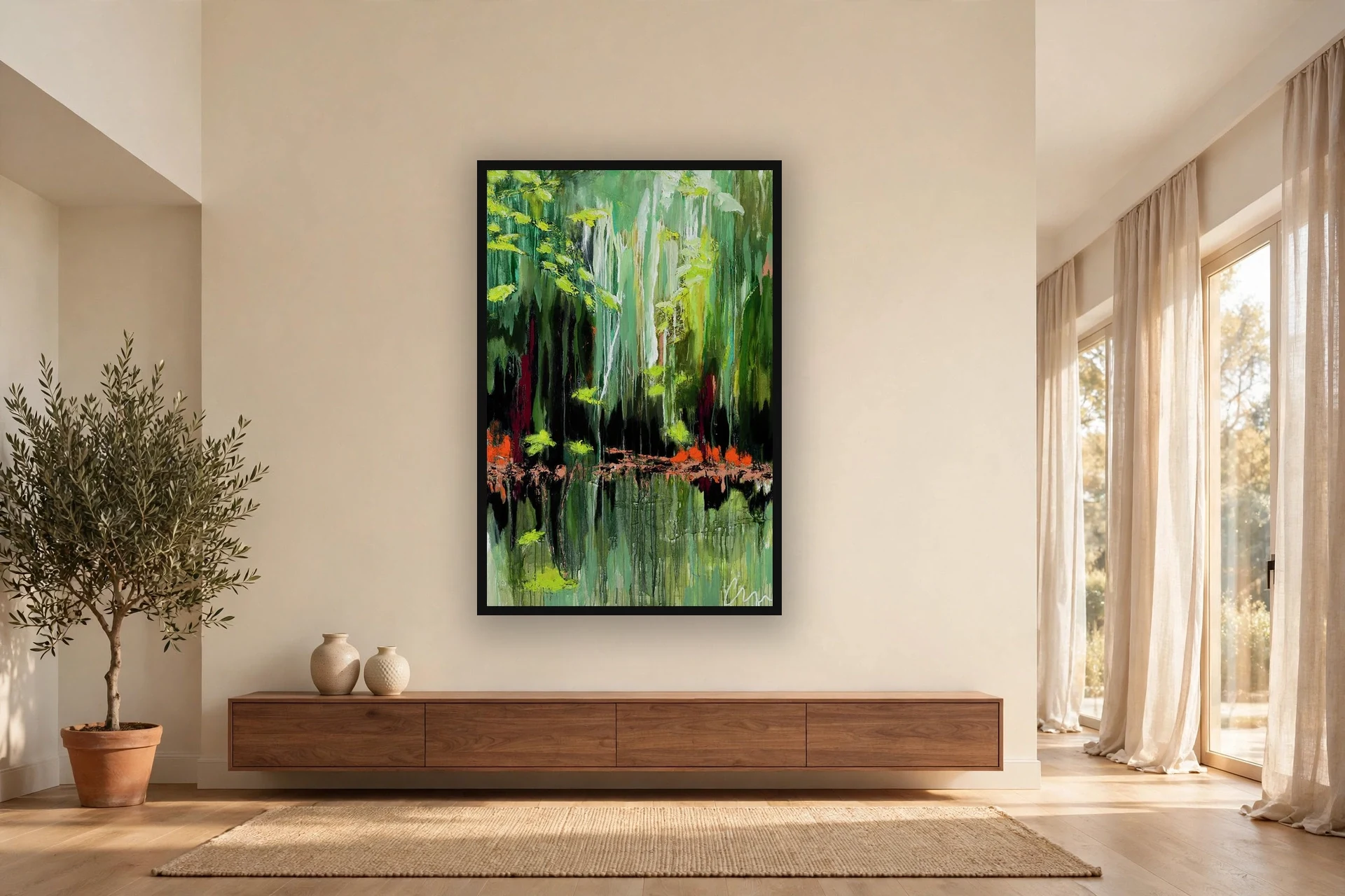 A Place You Cannot See, No. 1 by Charlene Falk &mdash; framed print hanging in a living room