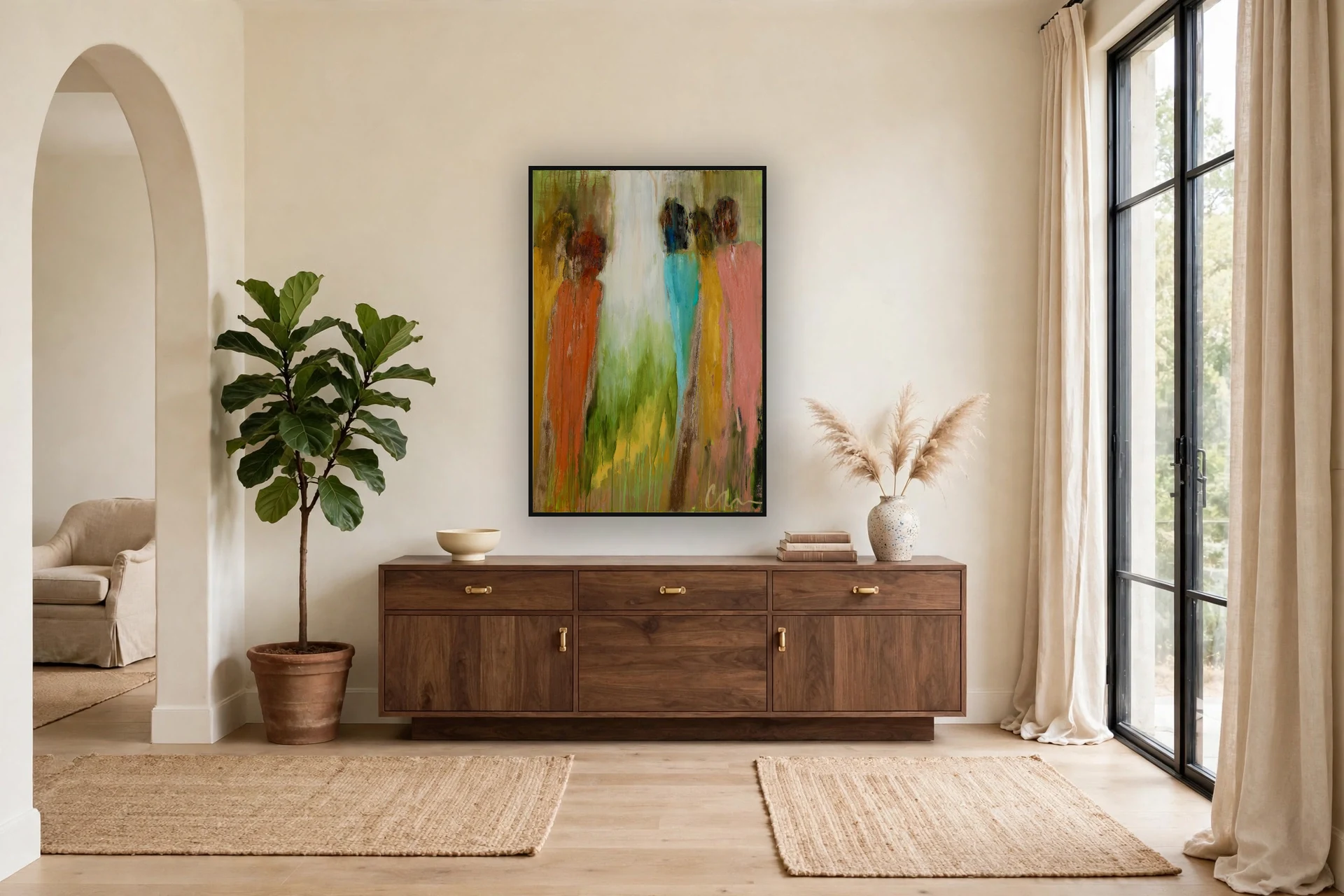 Guest House, No. 1 by Charlene Falk &mdash; framed print hanging in a living room