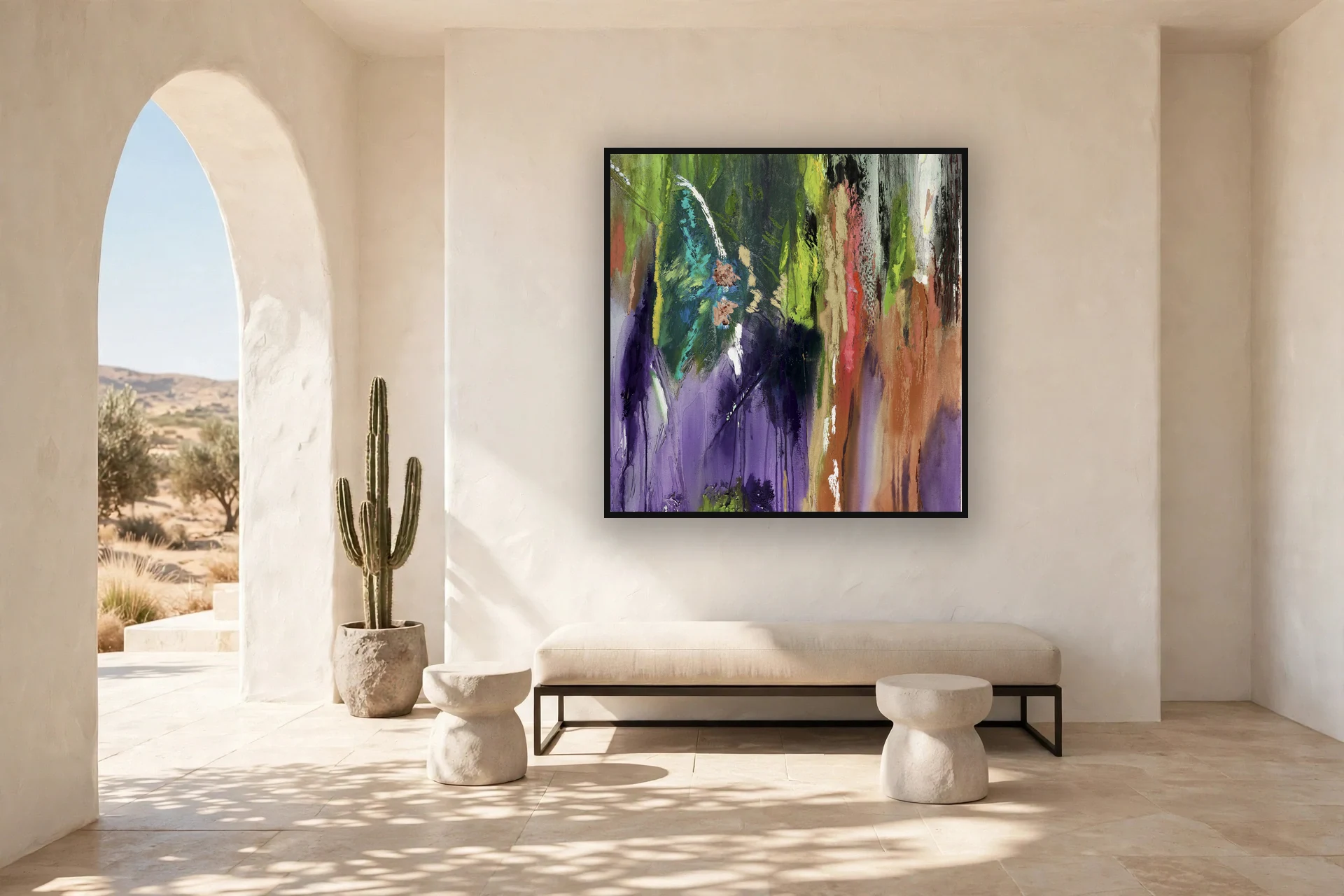There Is A Place, No. 3 by Charlene Falk &mdash; framed print hanging in a living room