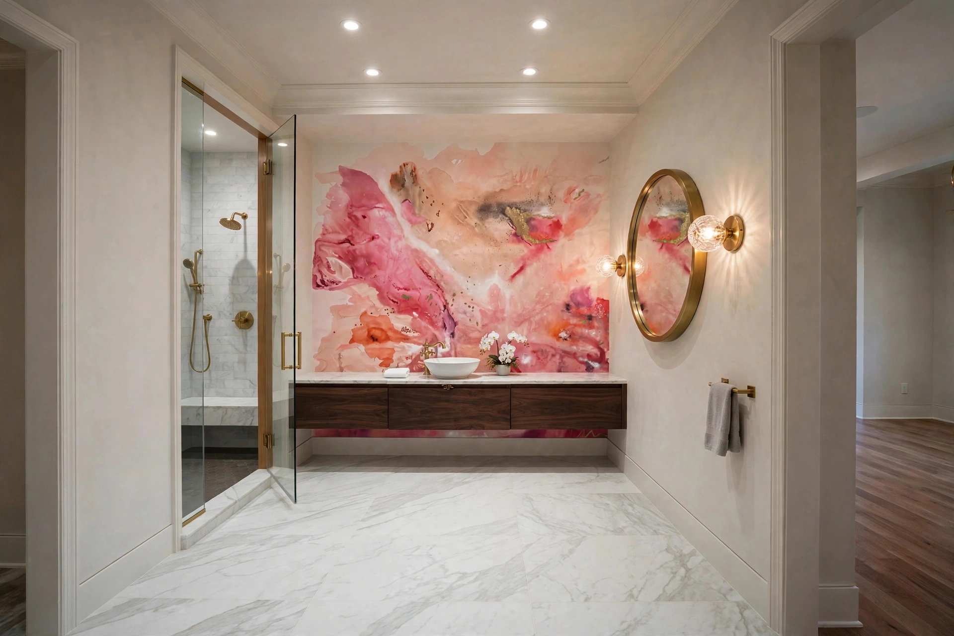 Bougainvillea as full-wall custom wallpaper by Charlene Falk